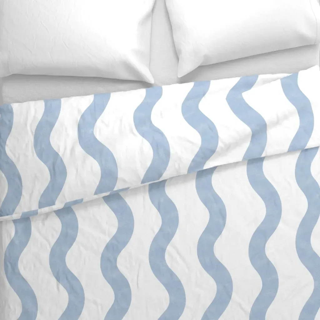 Wavy Stripes Medium Duvet Cover - Light Blue alternate view