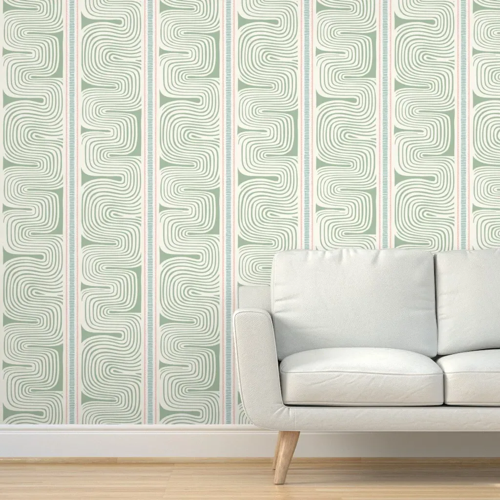 Wavy Stripes Peel and Stick Wallpaper - Sage Green product