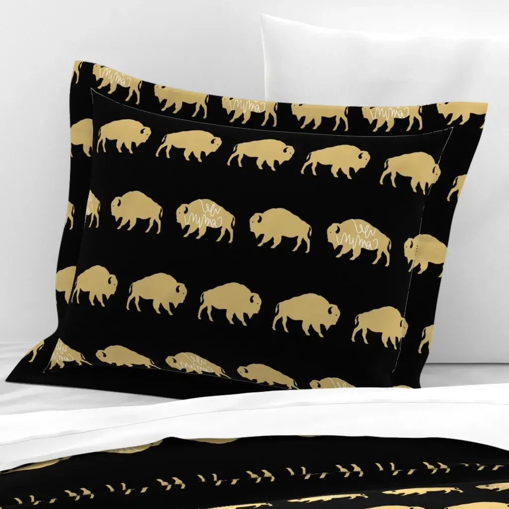 We Comin' Buffalos Standard Flanged Cushion Cover - Gold, Cotton Sateen product