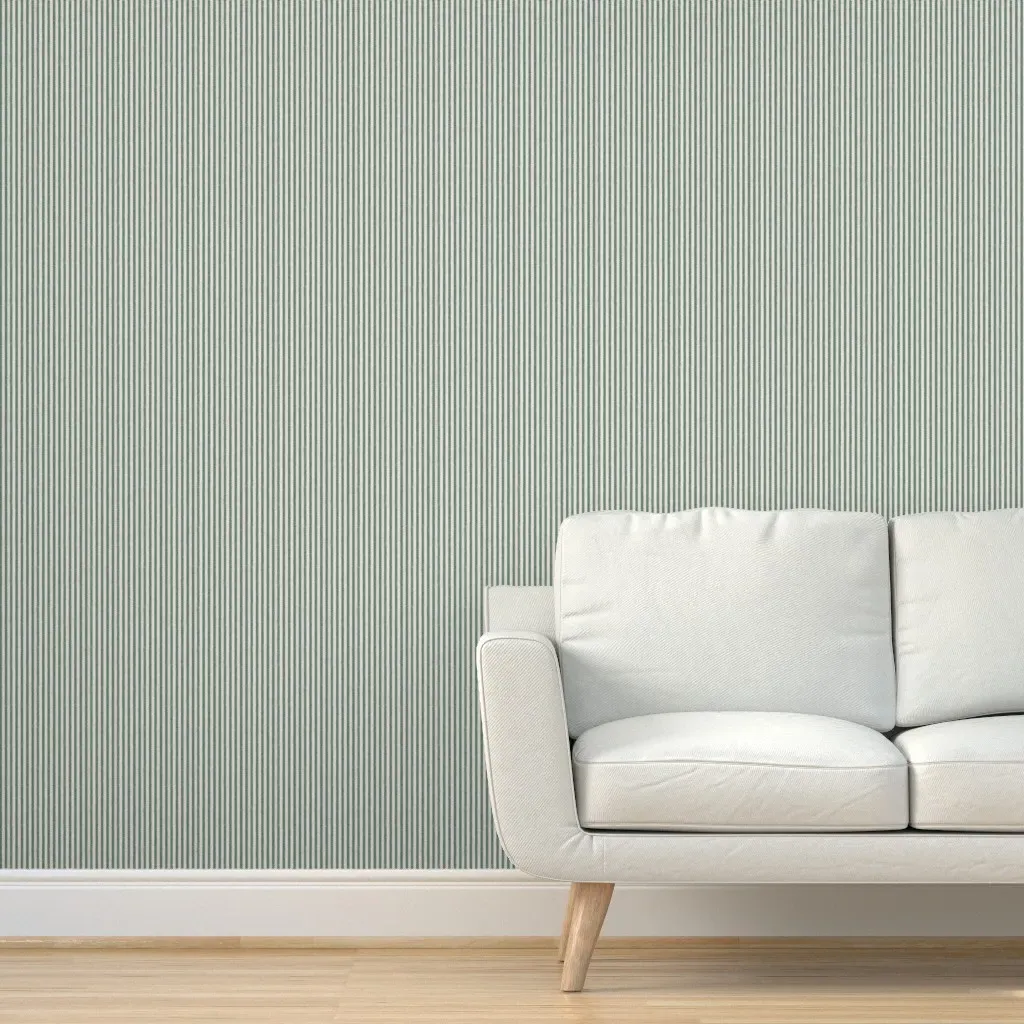 Webster Walter Ticking Peel and Stick Wallpaper - Green, Off-White product