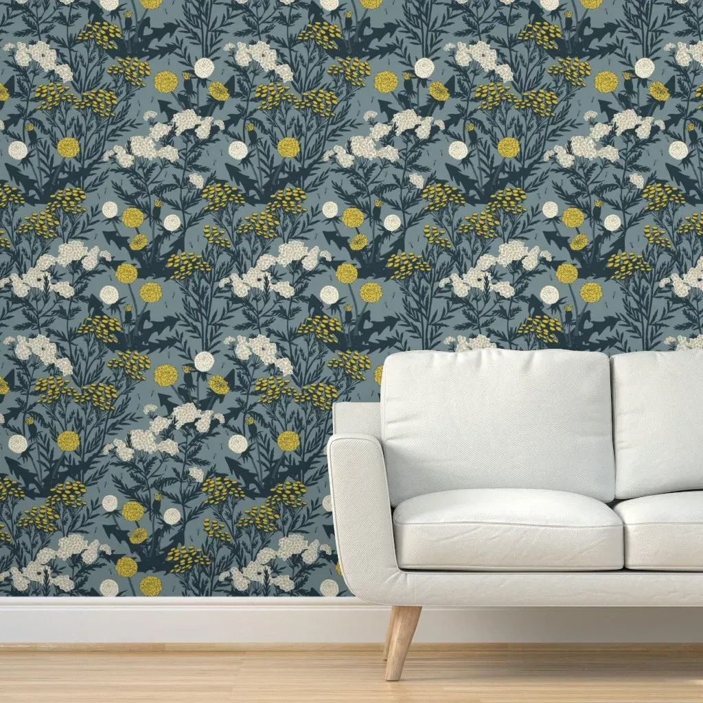 Weeds I Love Peel and Stick Wallpaper - Teal, Medium product