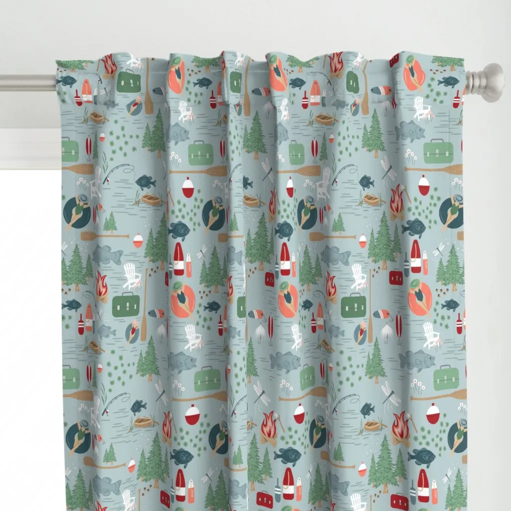 Weekend At The Lake Curtain Panel - Teal alternate view