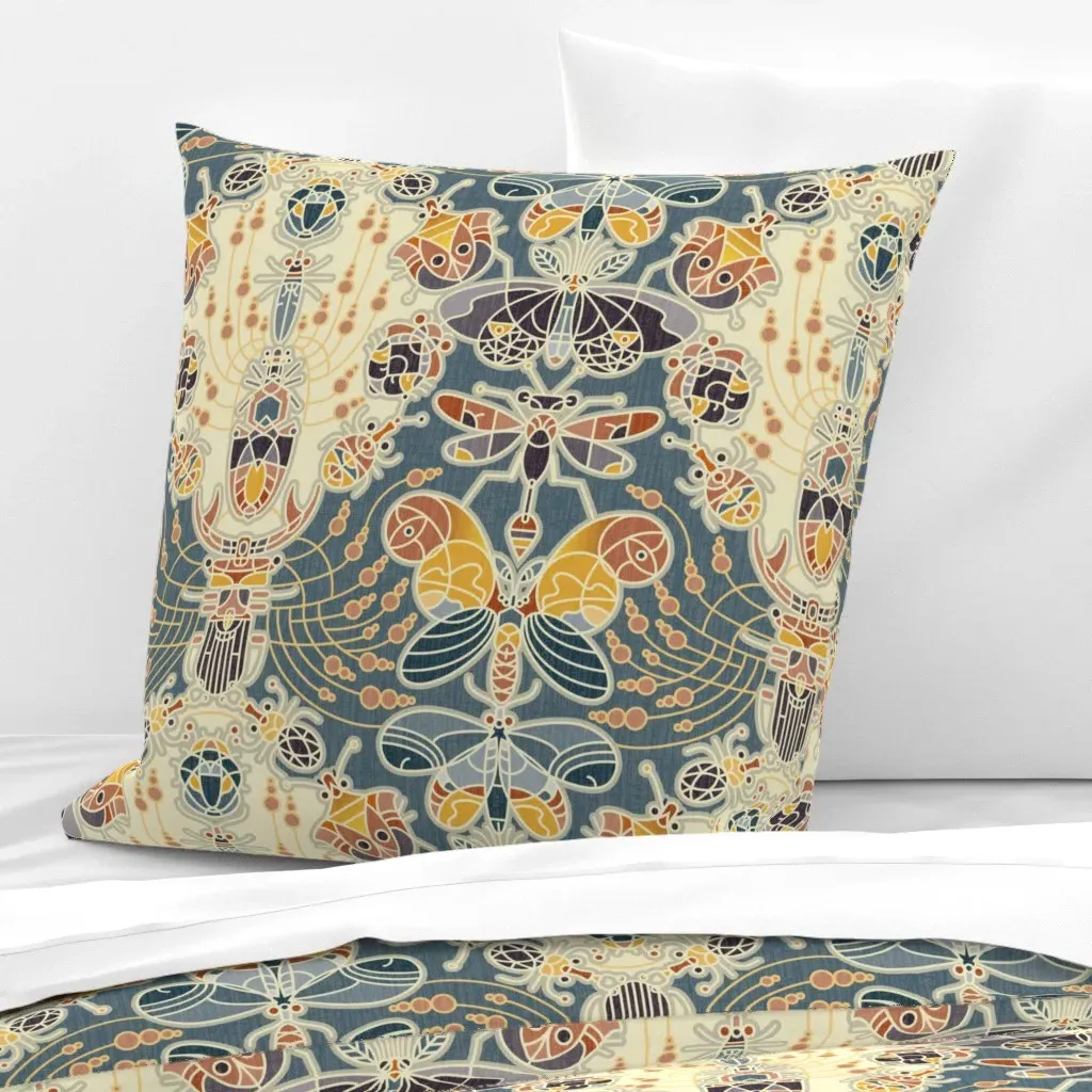 Weird And Wonderful Retro Bugs Euro Pillow Sham - Mustard Yellow product