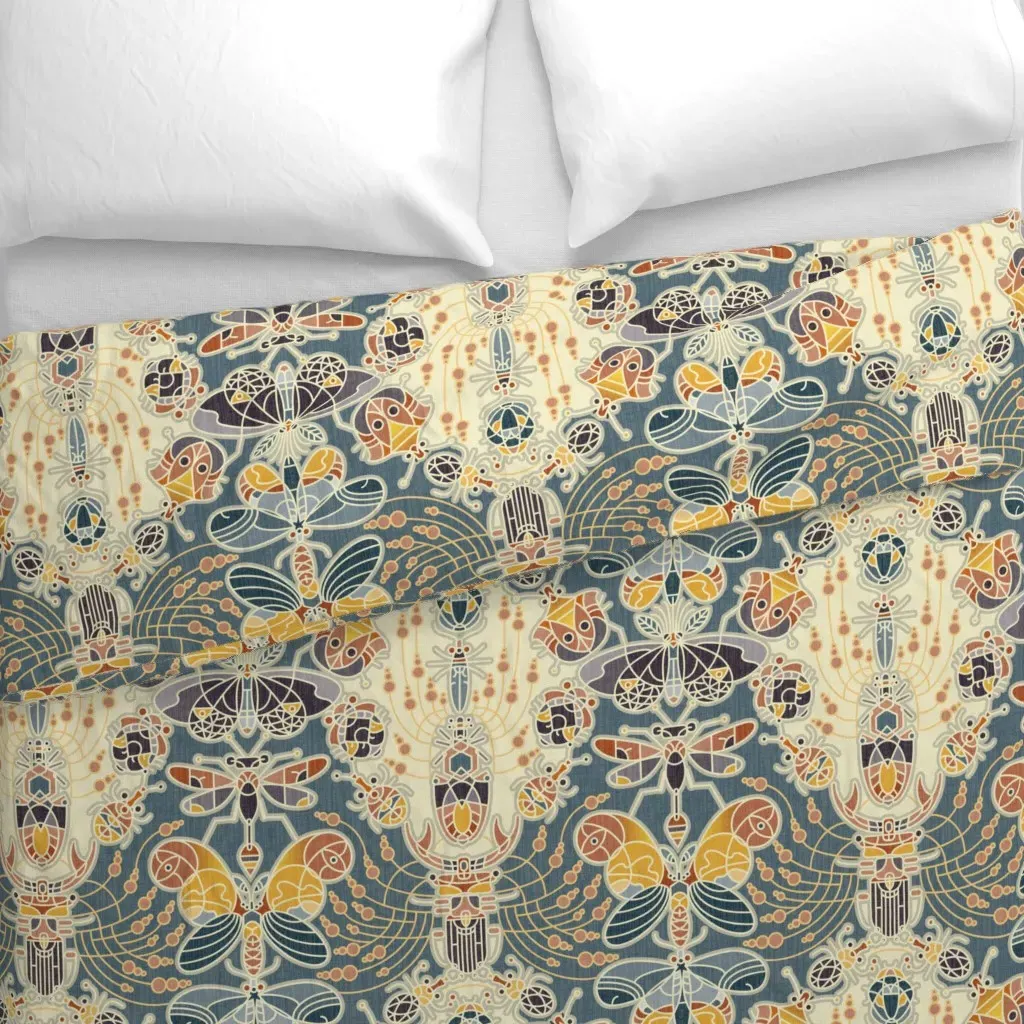Weird And Wonderful Retro Duvet Cover - Mustard Yellow alternate view