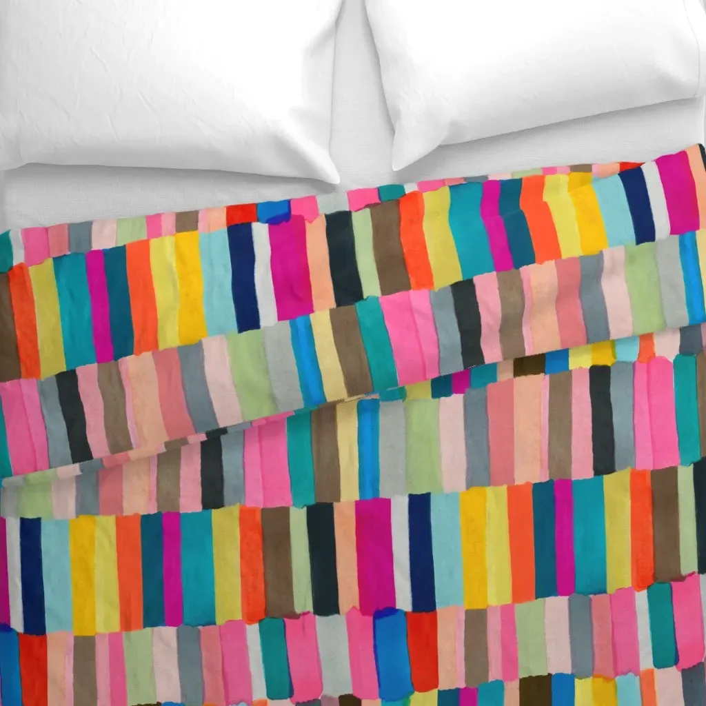 Welcome Rainbow Stripes Large Duvet Cover - Pink alternate view
