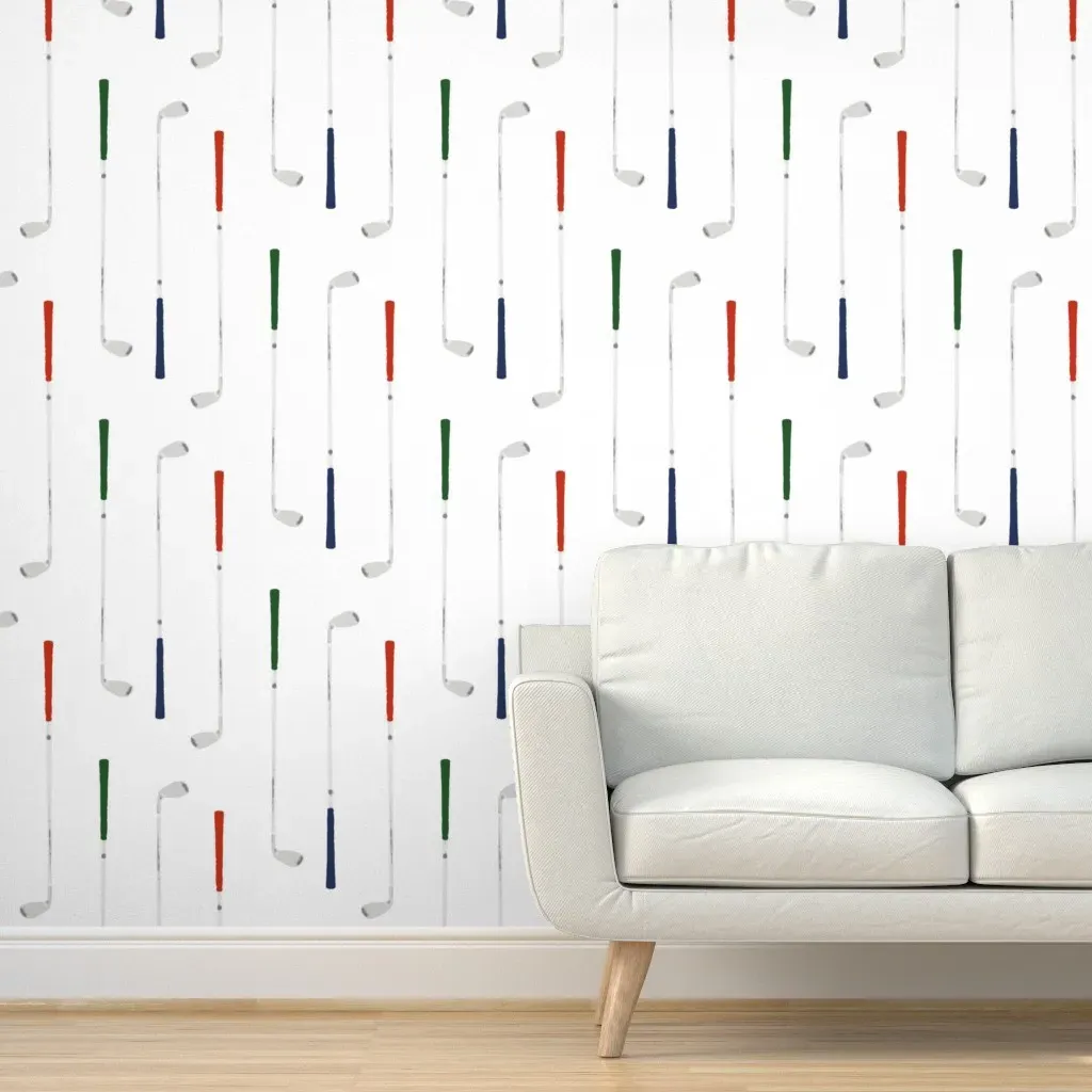 Welcome To The Club Golf Peel and Stick Wallpaper - Navy Blue, Green product