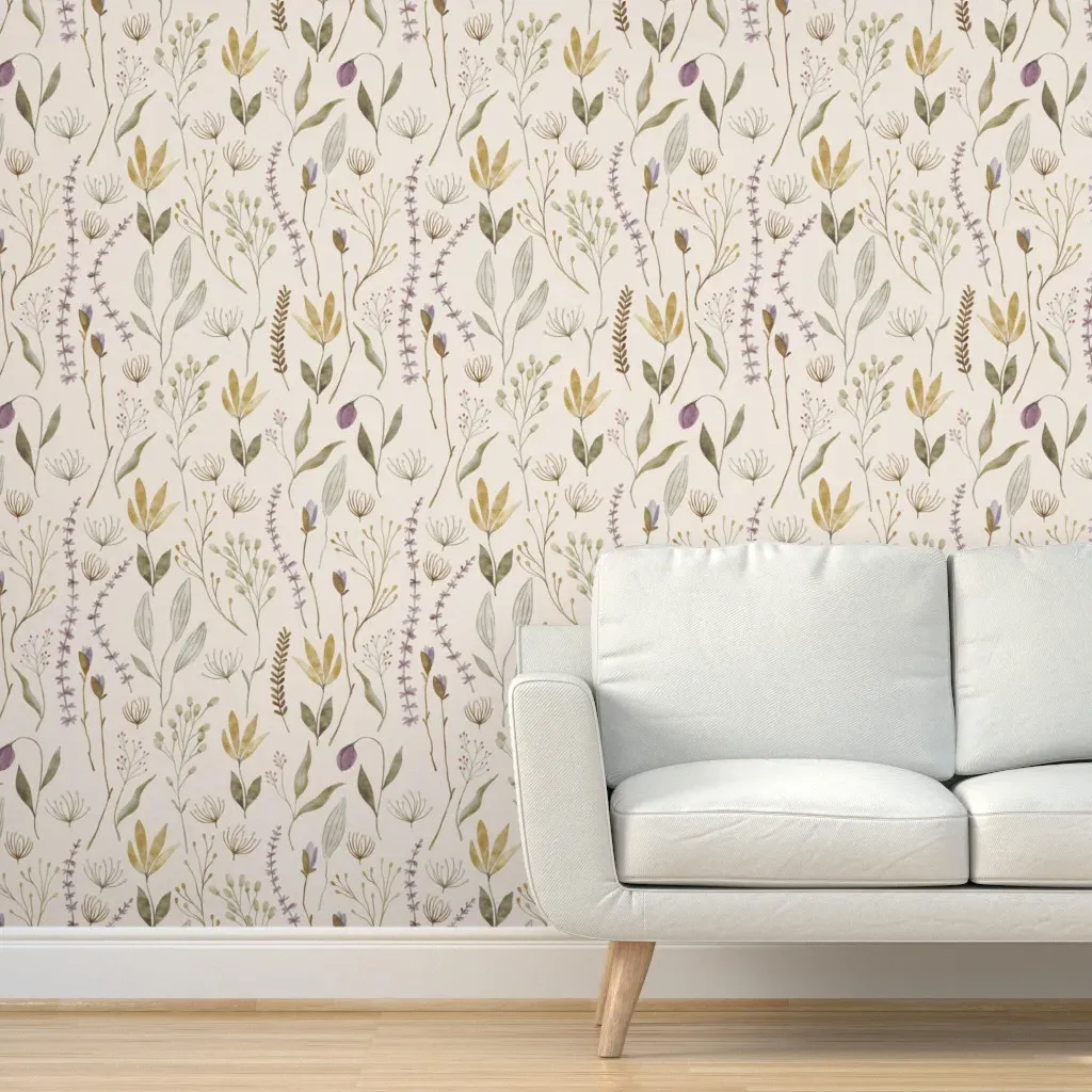 Welcoming Flowers Peel and Stick Wallpaper - Warm Beige product