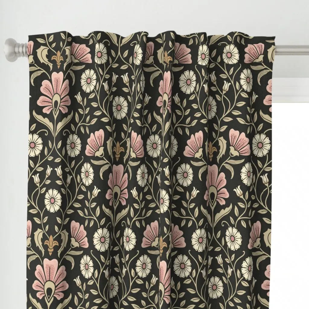 Welcoming Vintage Garden Curtain Panel - Pink alternate view