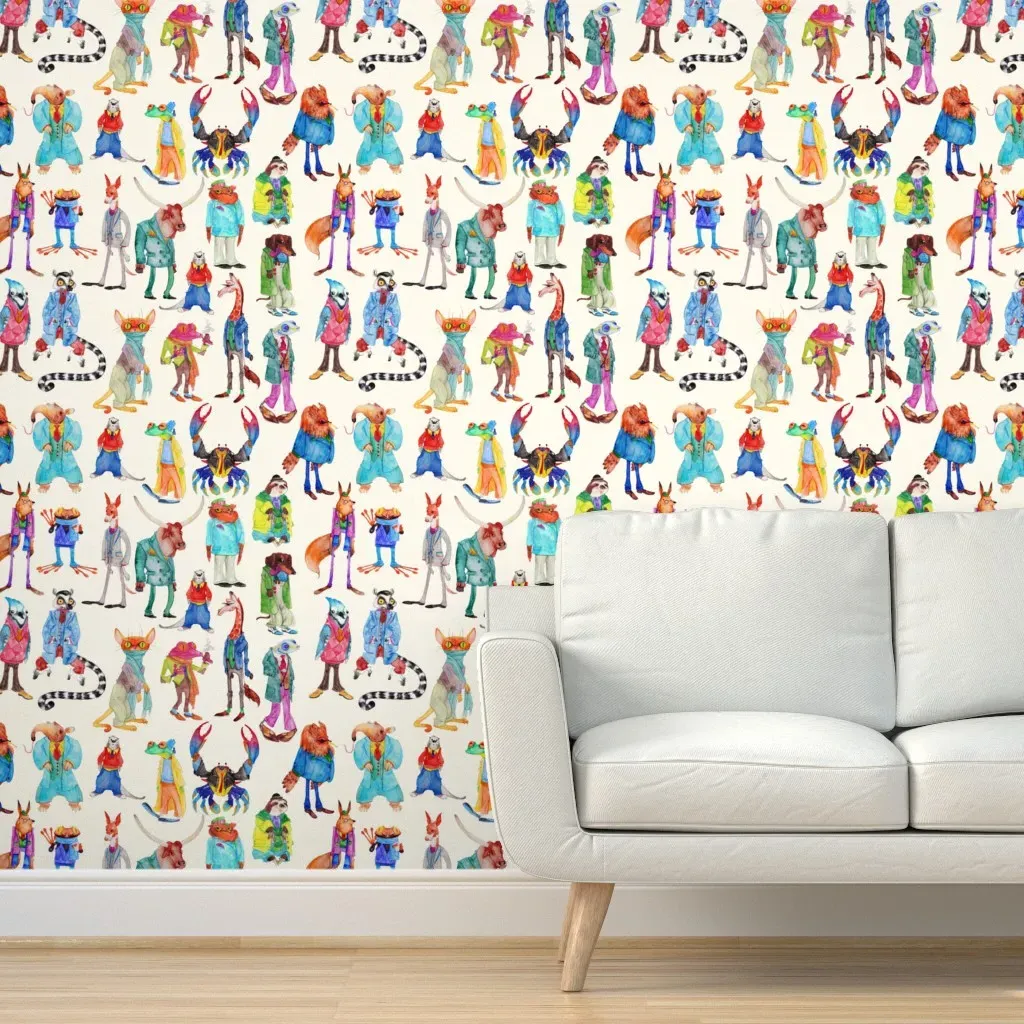 Well Dressed Menagerie Peel and Stick Wallpaper - Blue product