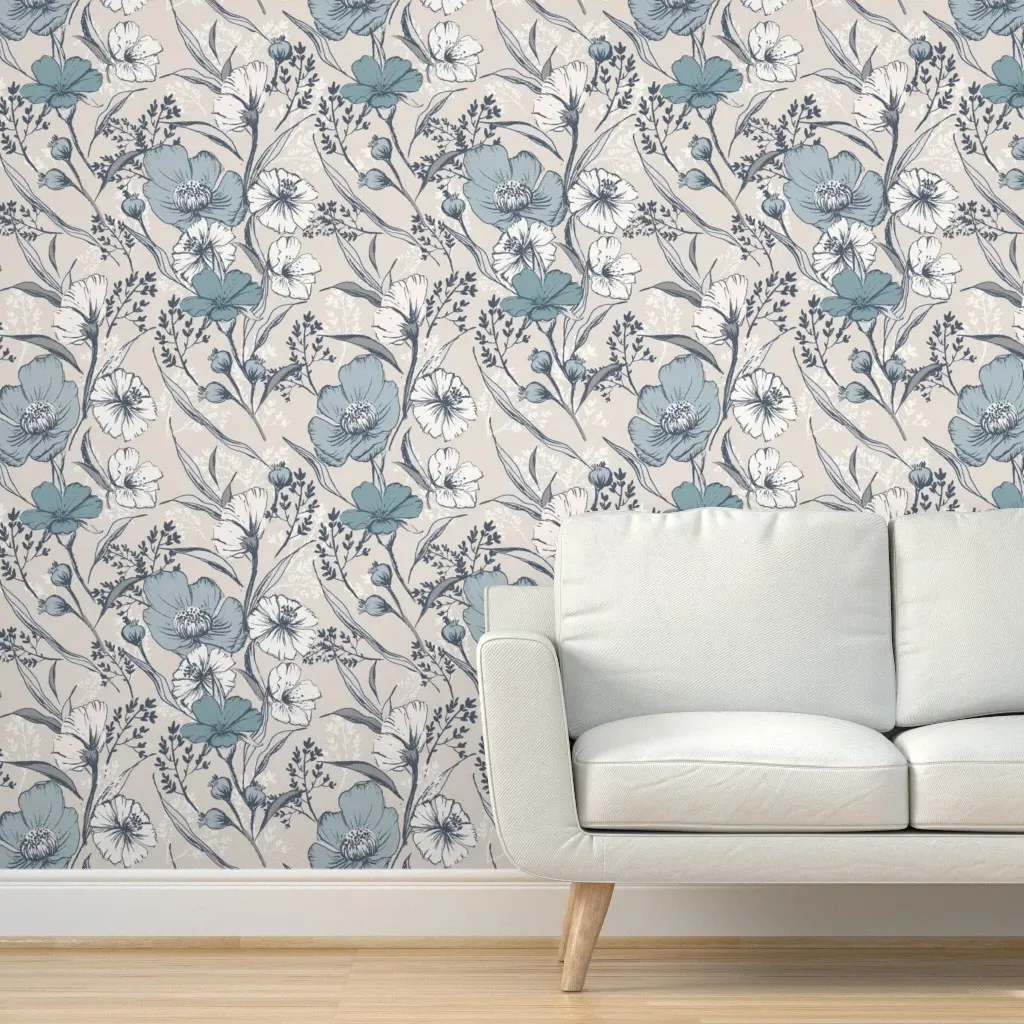 Wellcome Walls Botanical Peel and Stick Wallpaper - Dusty Blue product