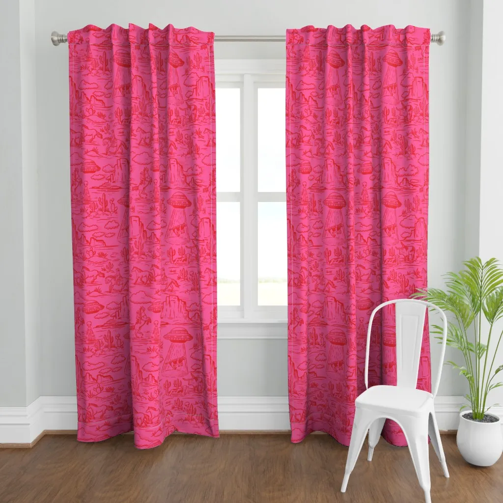 Western Alien Abduction Curtain Panel - Pink product