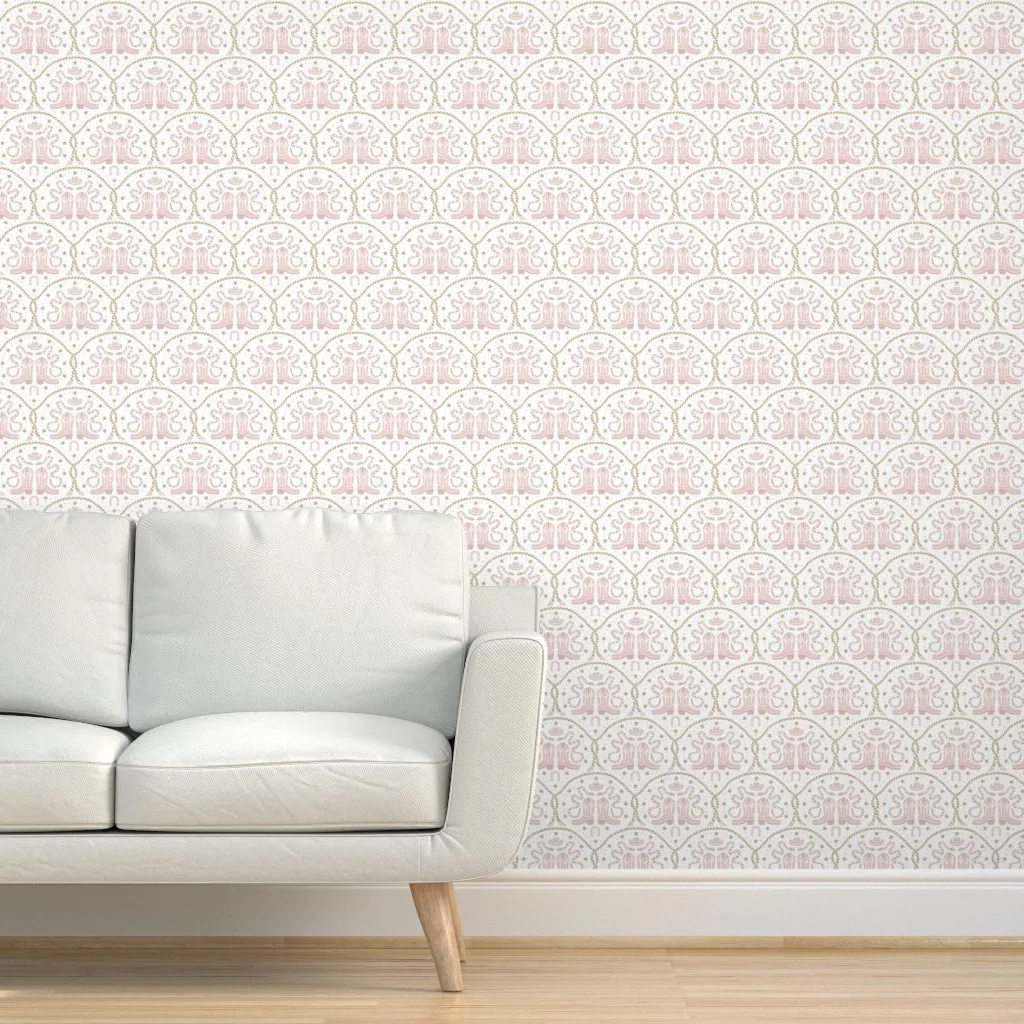 Western Americana Boots & Stars Rope Scallop Peel and Stick Wallpaper - Pink product
