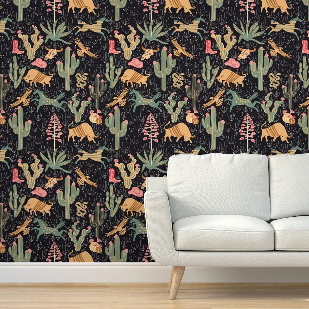 Western Americana By Night Peel and Stick Wallpaper - Beige product