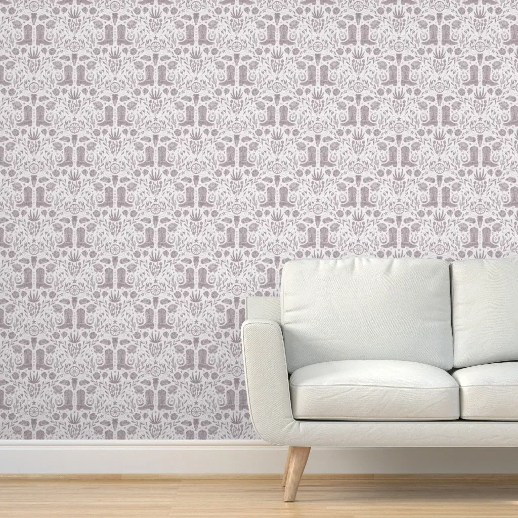Western Americana Cowboy Boots Peel and Stick Wallpaper - Dusty Purple product