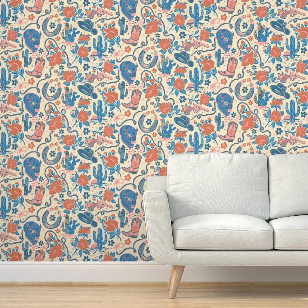 Western Americana Desert Bloom Peel and Stick Wallpaper - Dusty Rose product