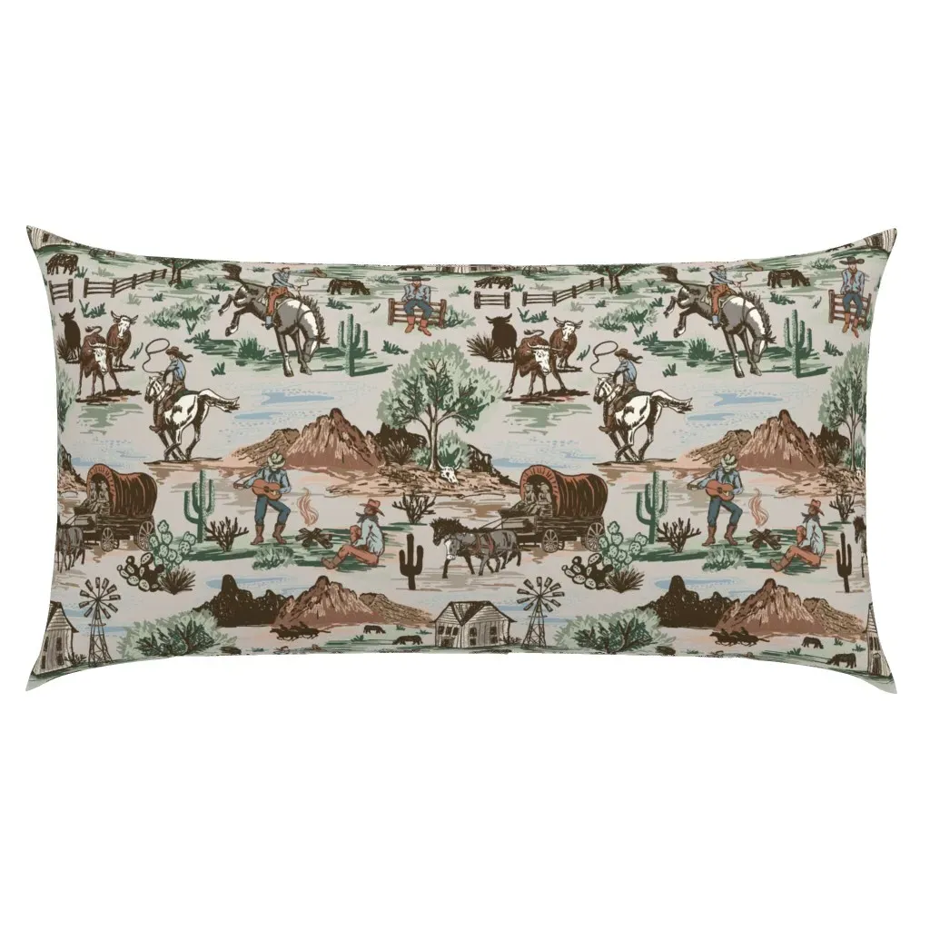 Western Americana Scenic Cowboy King Pillow Sham - Beige product