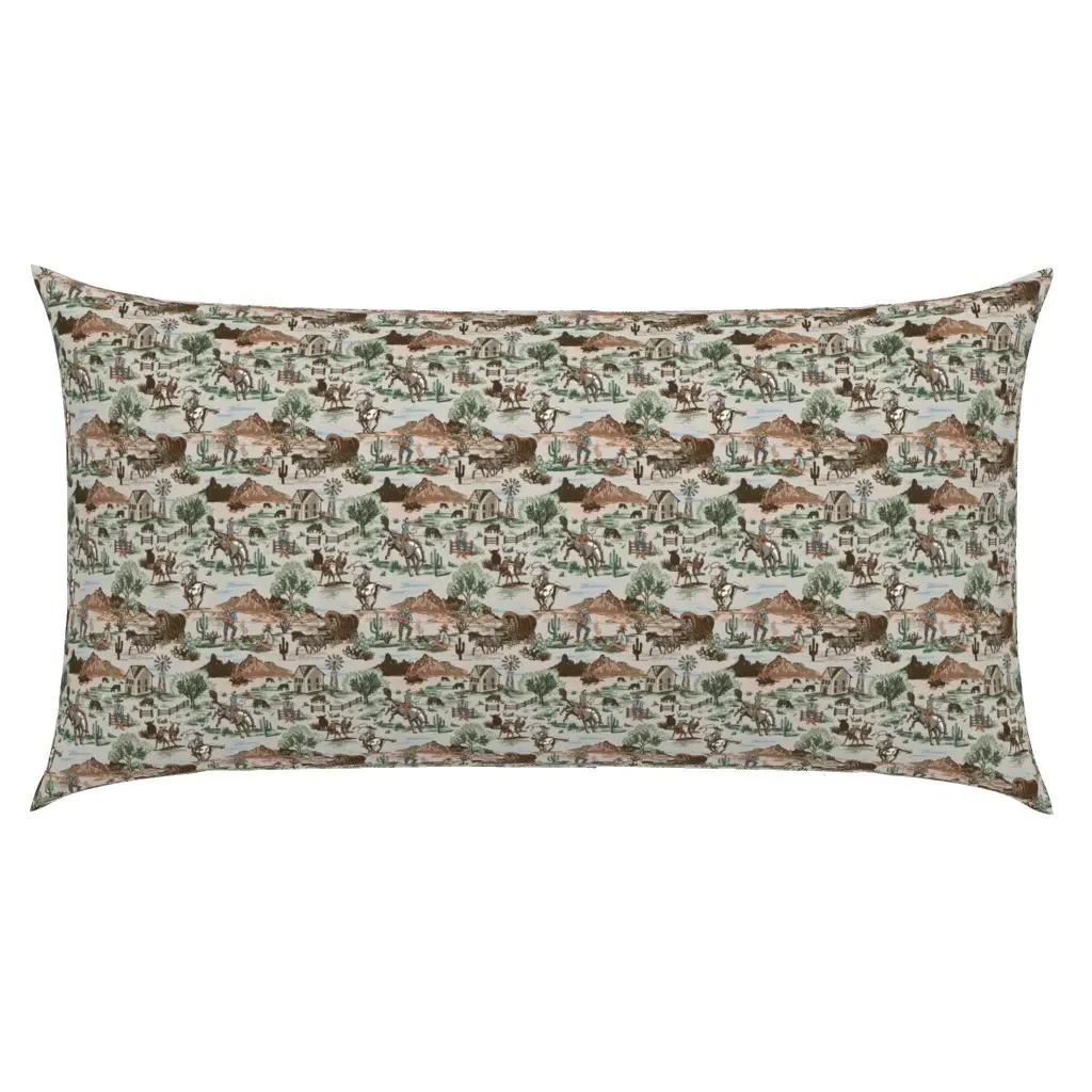 Western Americana Scenic Cowboy King Pillow Sham - Brown product