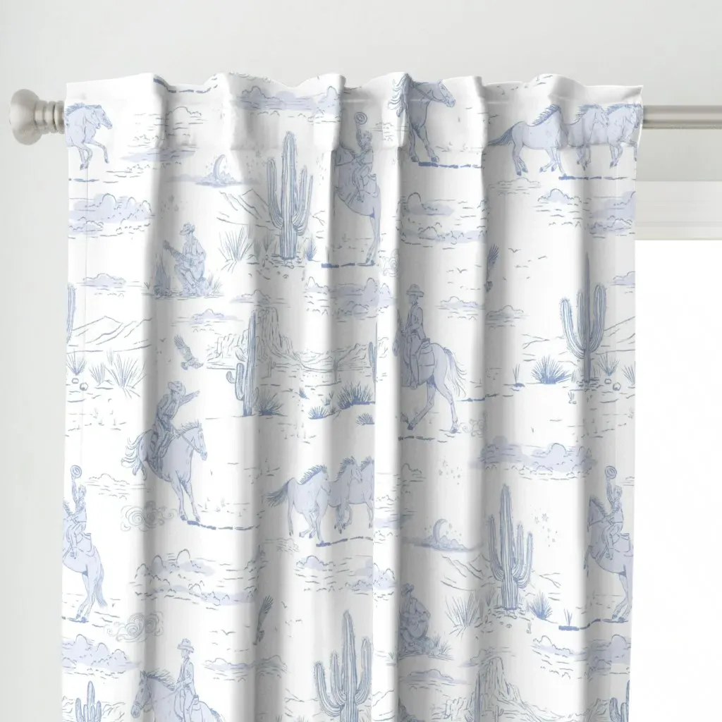 Western Americana Vintage Curtain Panel - Light Blue alternate view