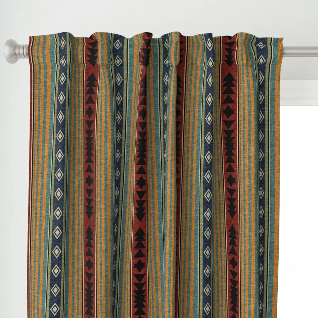 Western Blanket Curtain Panel - Rust Orange alternate view