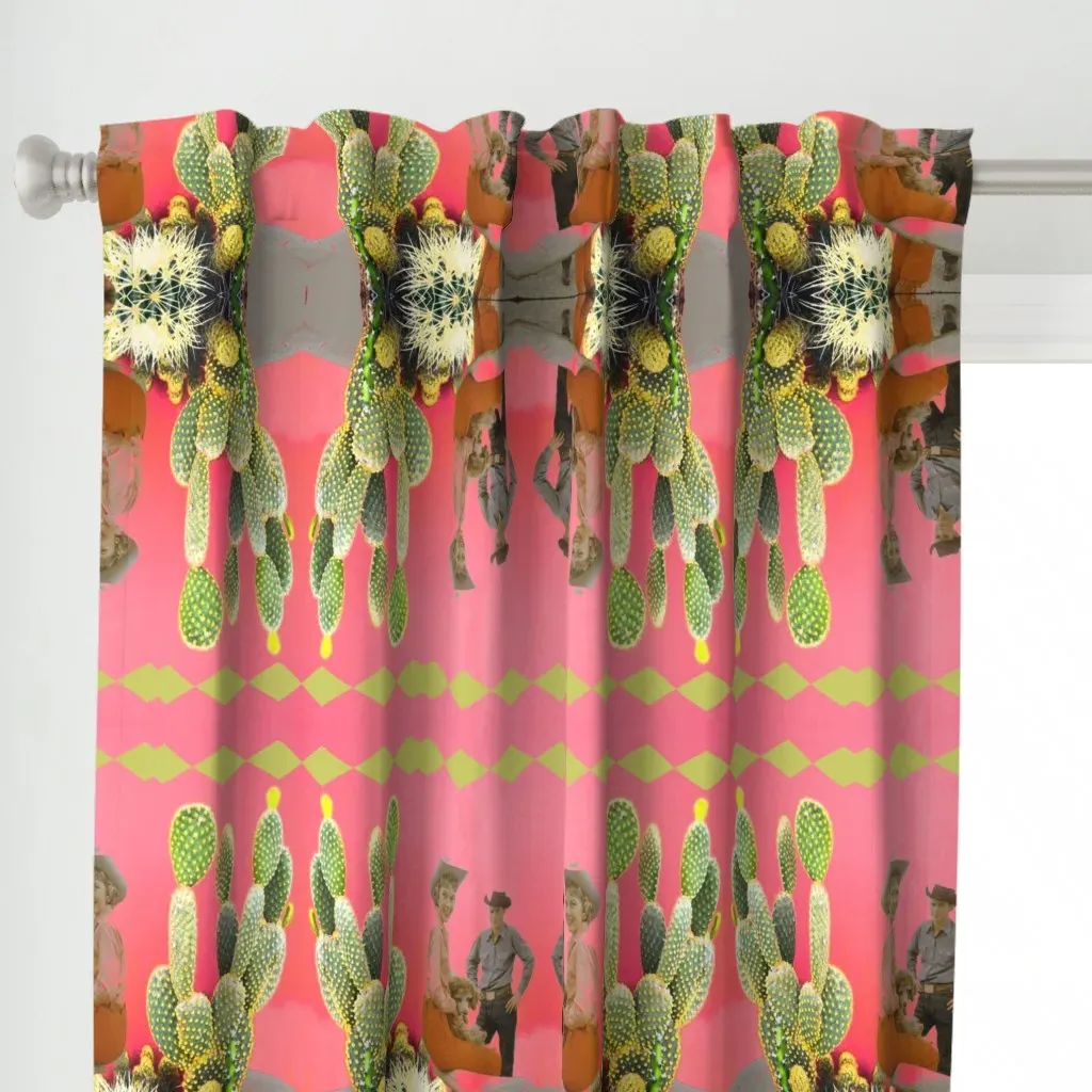 Western Cacti Curtain Panel - Pink alternate view