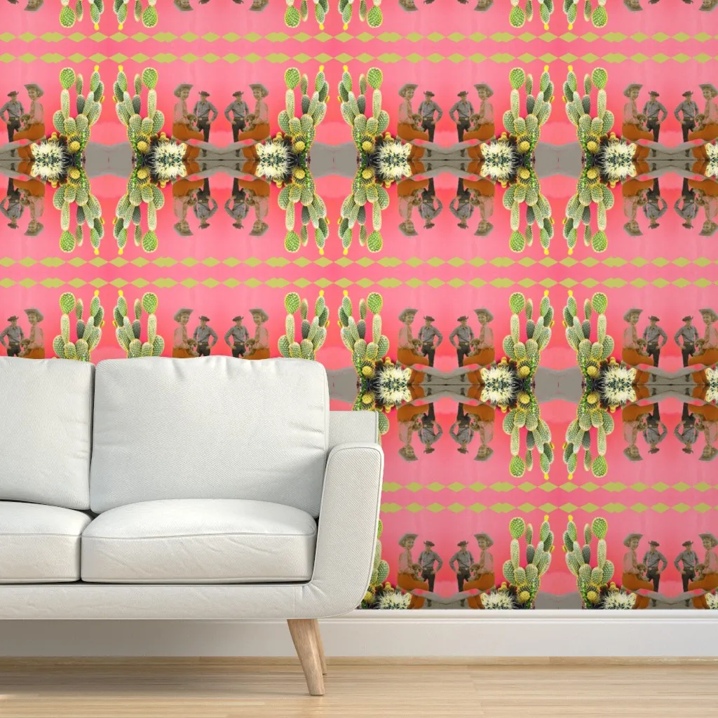 Western Cacti Peel and Stick Wallpaper - Pink product