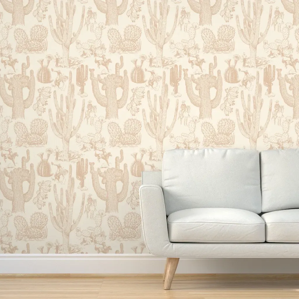 Western Cactoile Peel and Stick Wallpaper - Cream, Beige product