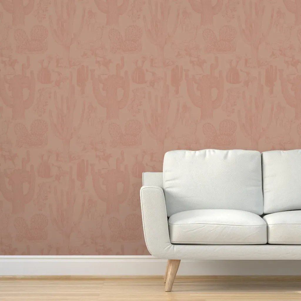 Western Cactoile Peel and Stick Wallpaper - Neutral Beige product
