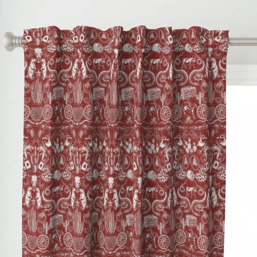 Western Cowboy Novelty Curtain Panel - Reddish Brown alternate view