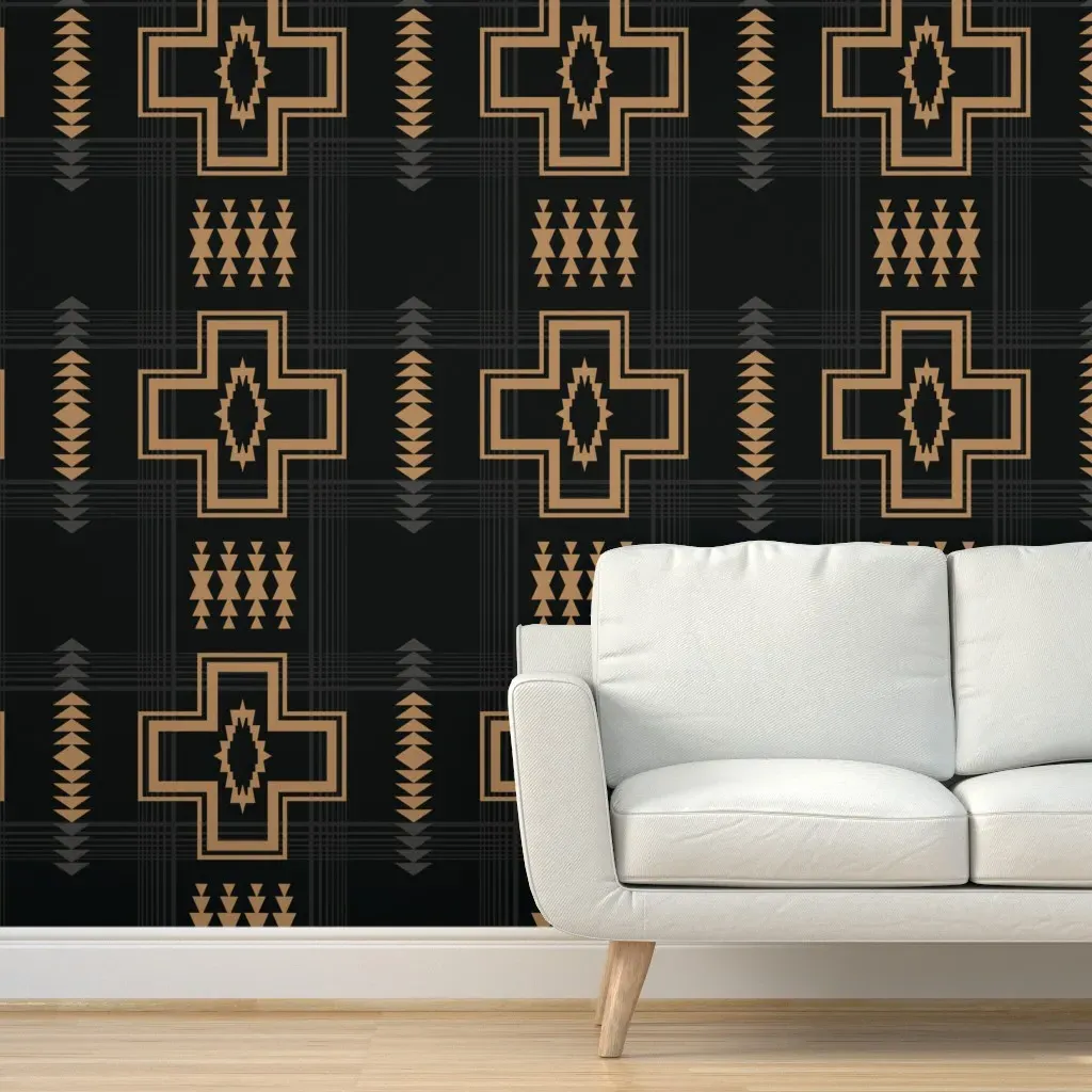 Western Life Cross Blanket Peel and Stick Wallpaper - Tan product