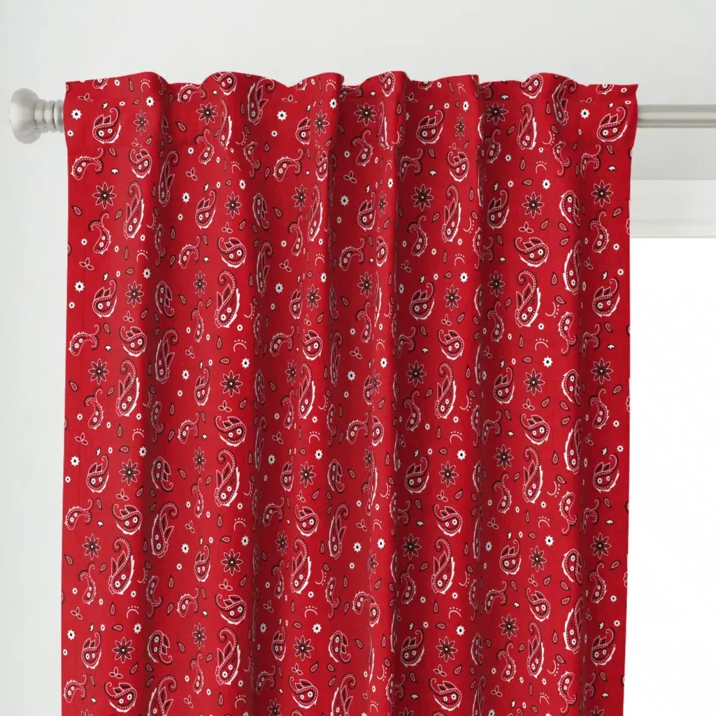 Western Paisley Curtain Panel - Red alternate view