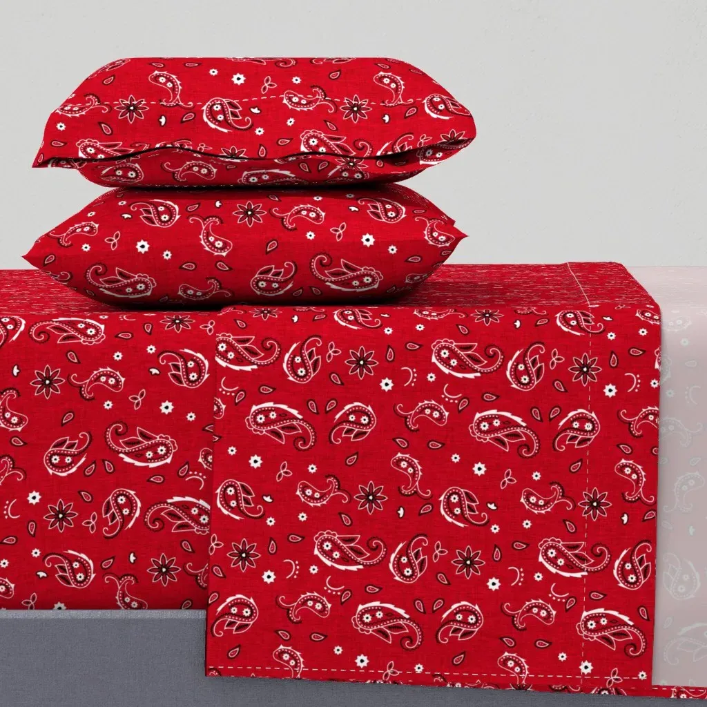 Western Paisley King Size Sheet Set - Red product