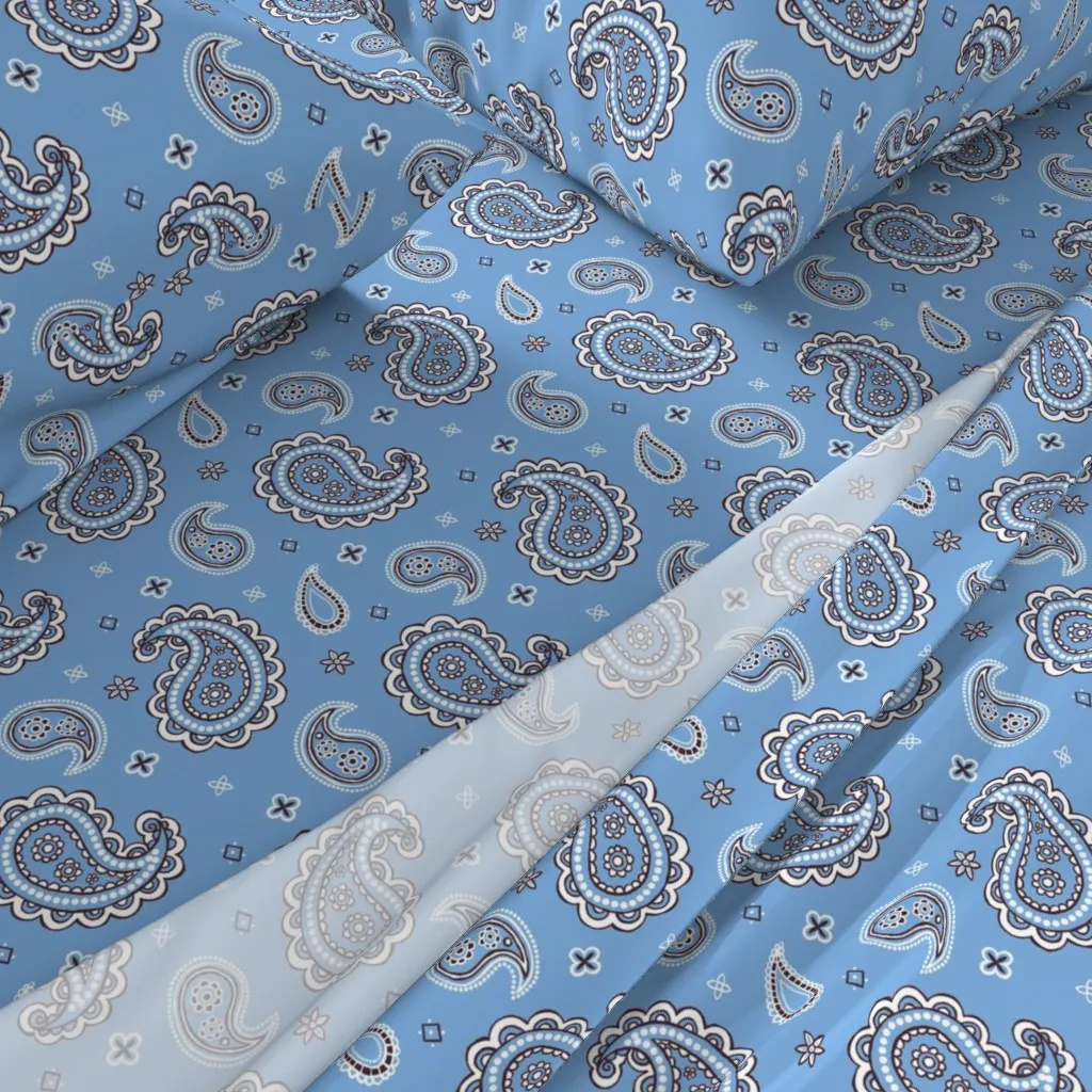 Western Paisley Queen Sheet Set - Light Blue alternate view