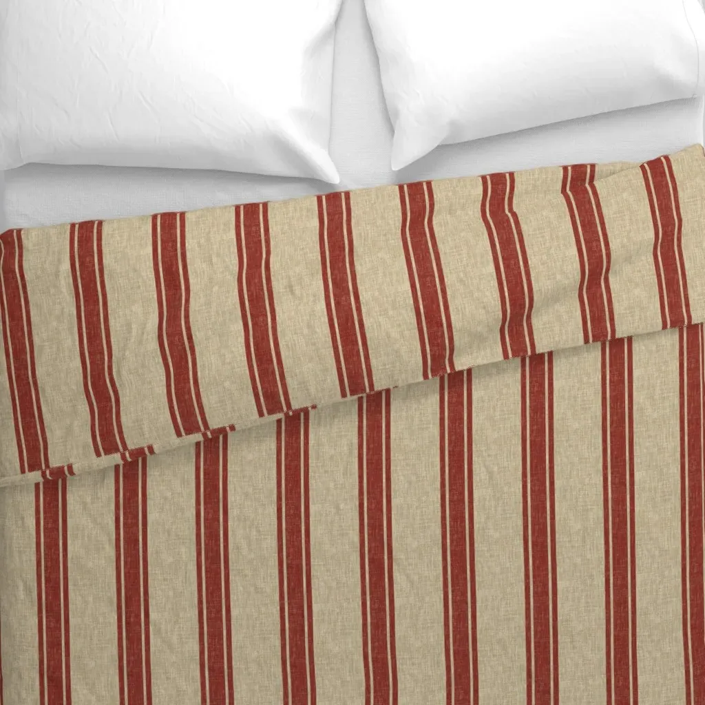 Western Ticking Stripe Large Duvet Cover - Red alternate view