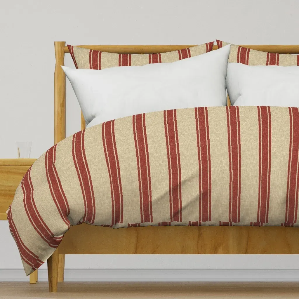 Western Ticking Stripe Large Duvet Cover - Red product
