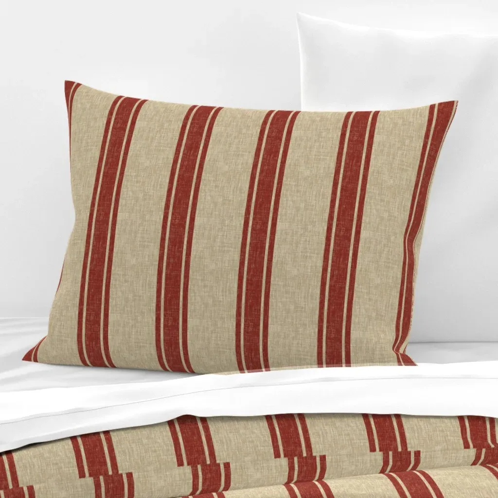 Western Ticking Stripe Standard Knife Edge Cushion - Red, Cotton Sateen product