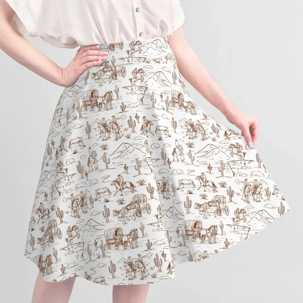 Western Toile Cowboy Pique Fabric by the Yard - Rust Brown alternate view