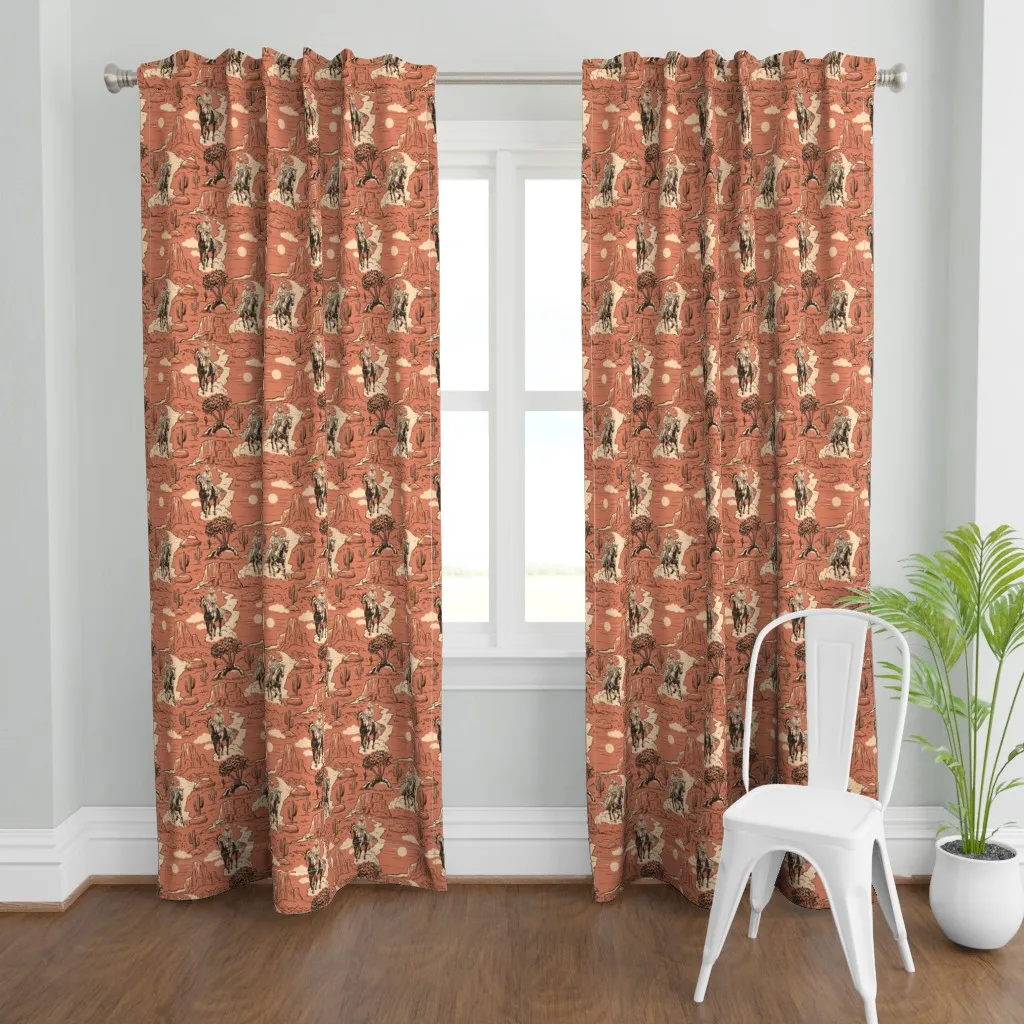 Western Toile Curtain Panel - Terracotta product