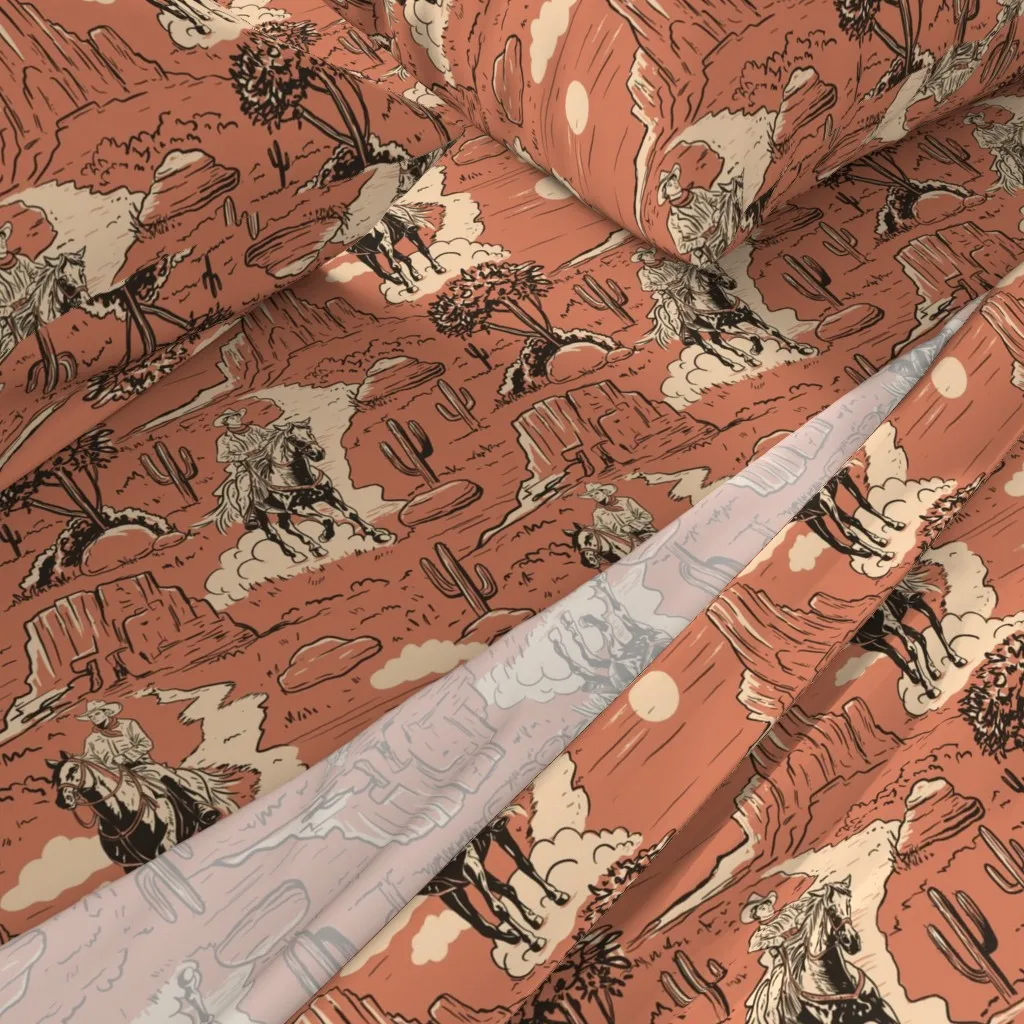 Western Toile De Jouy Queen Sheet Set - Terracotta alternate view