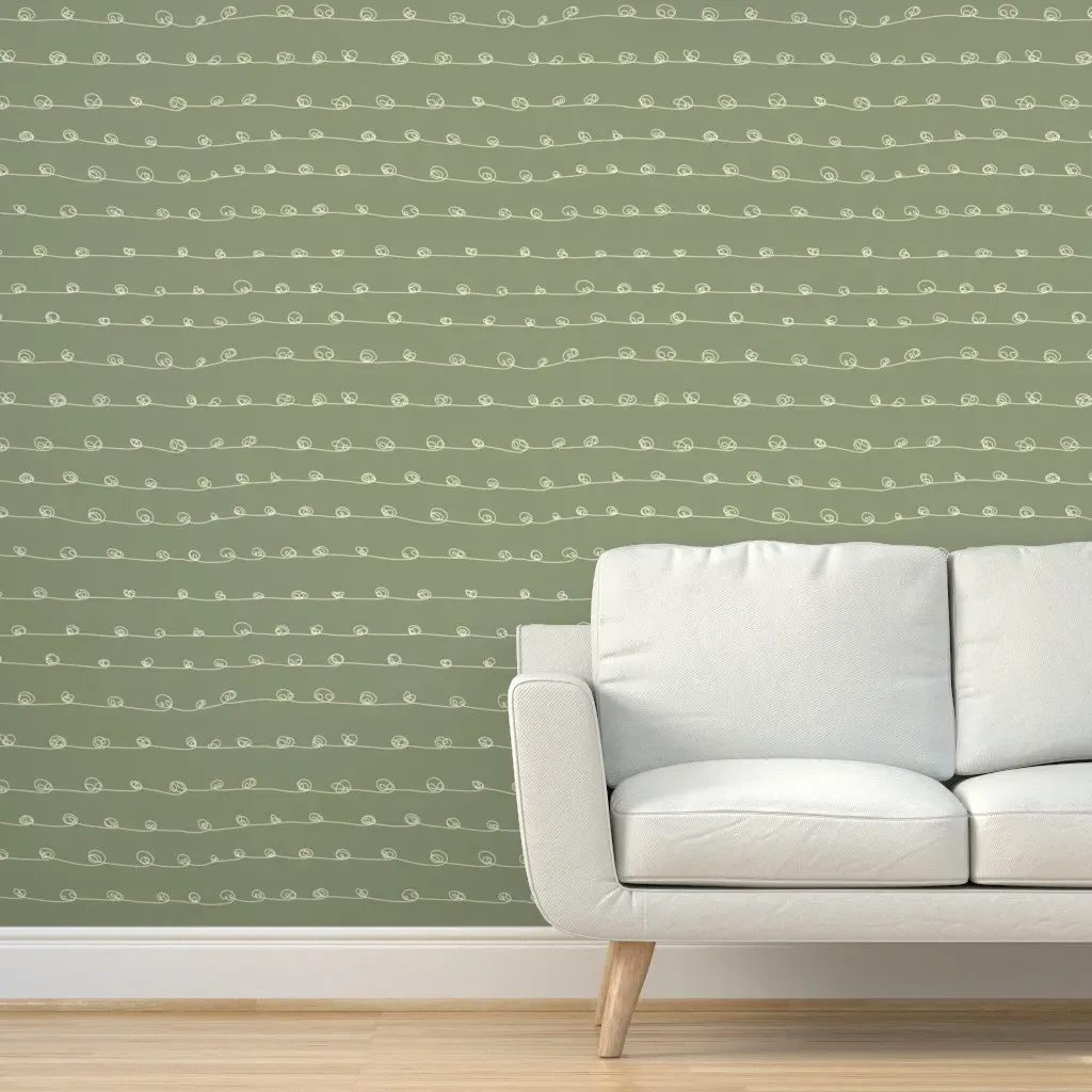 Western Tumbleweed Cacti Stripe Peel and Stick Wallpaper - Sage Green product