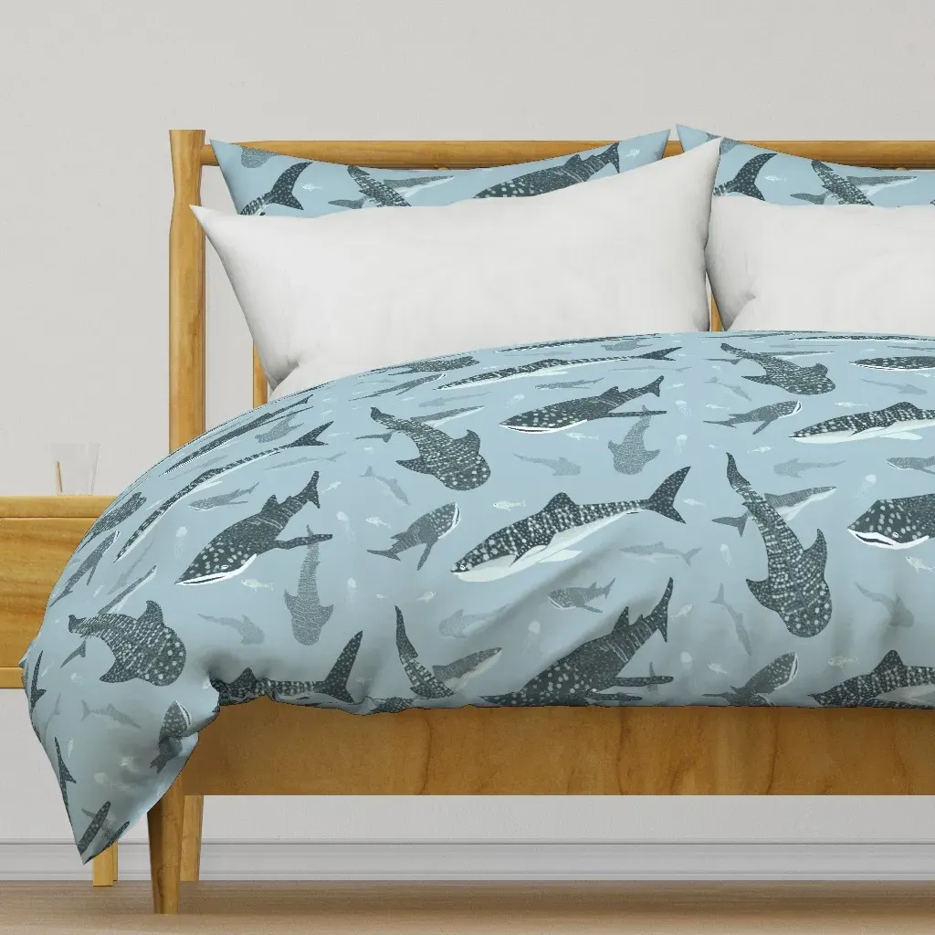Whale Sharks Swimming Duvet Cover - Teal product