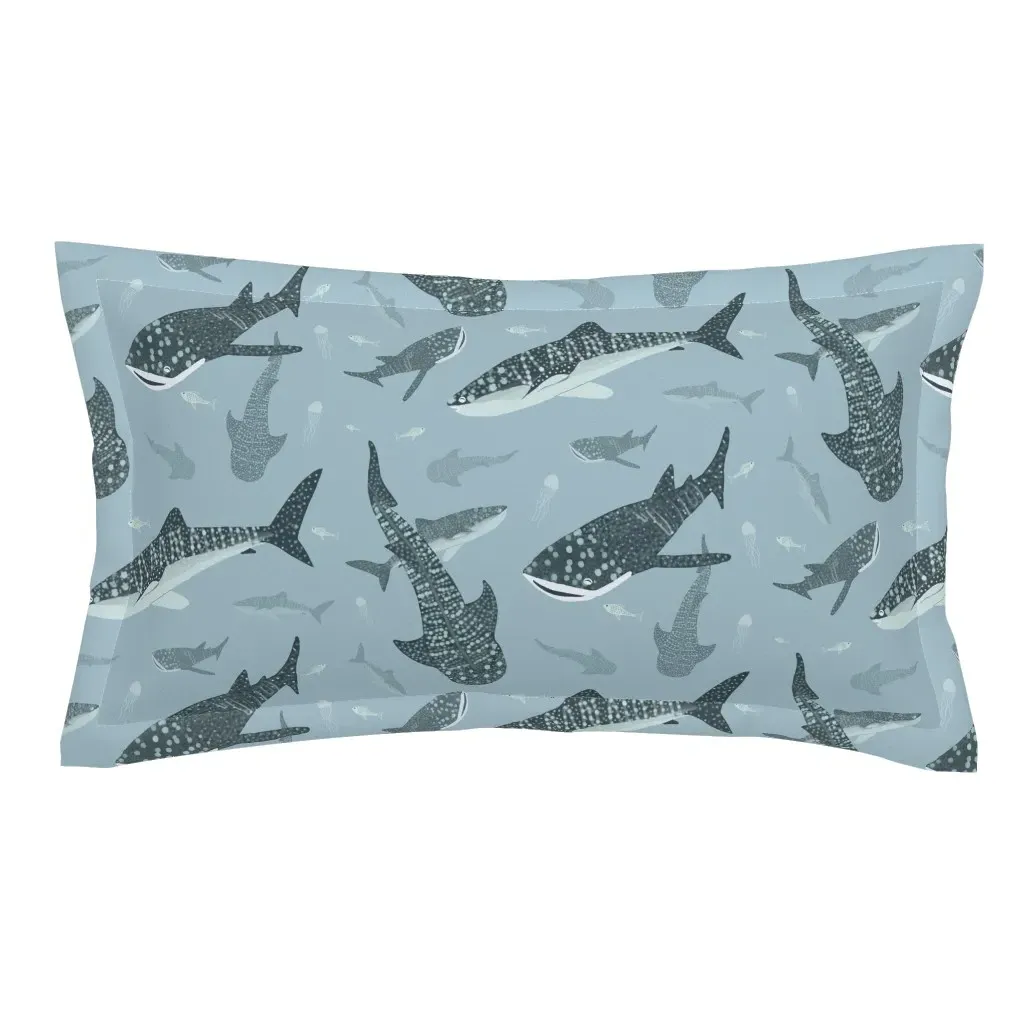 Whale Sharks Swimming King Pillow Sham - Teal product