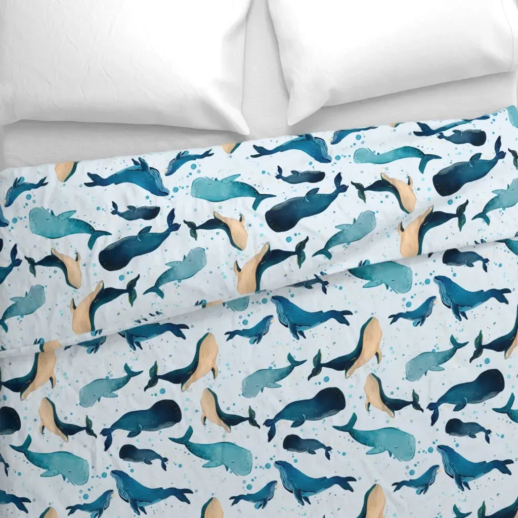 Whale Song Duvet Cover - Blue alternate view