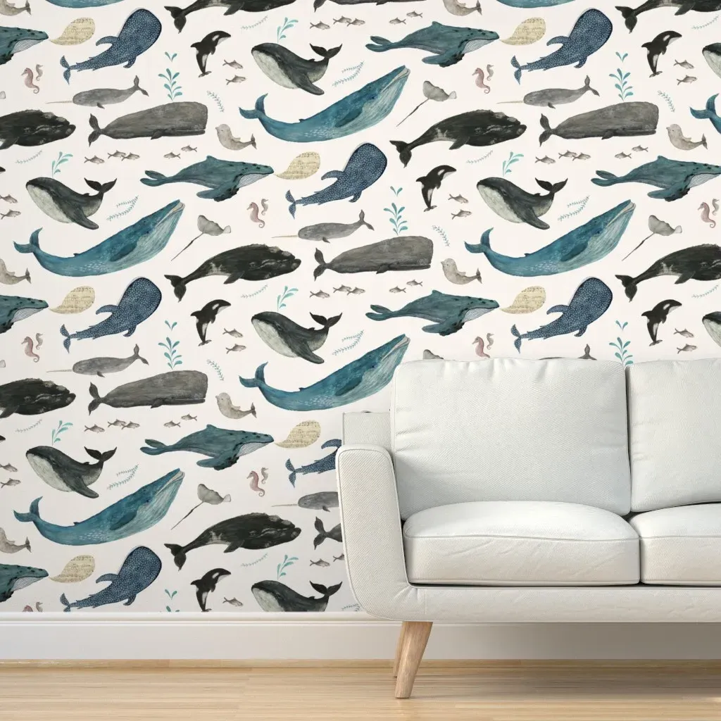 Whale Song Peel and Stick Wallpaper - Blue product