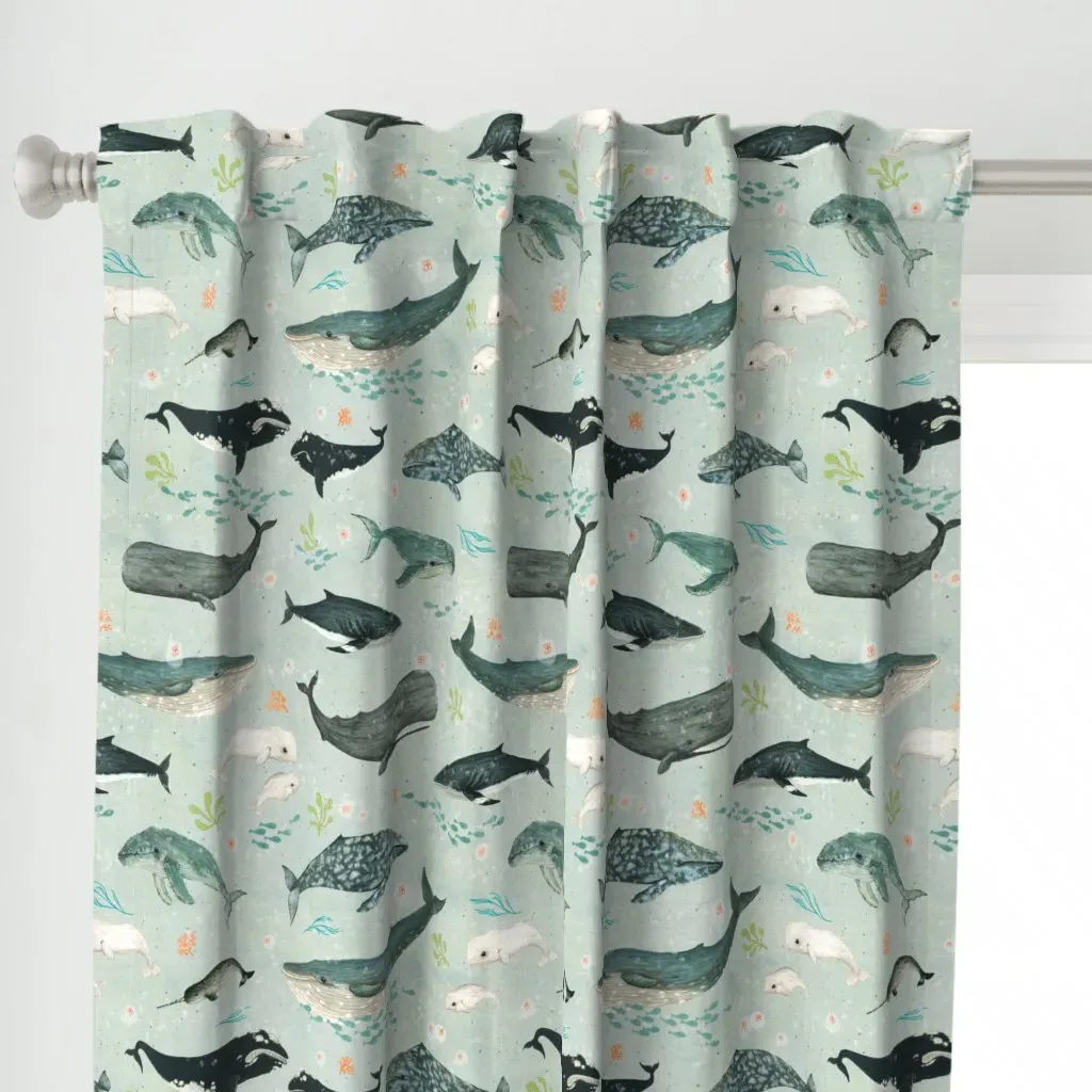 Whale Whispers Curtain Panel - Blue alternate view