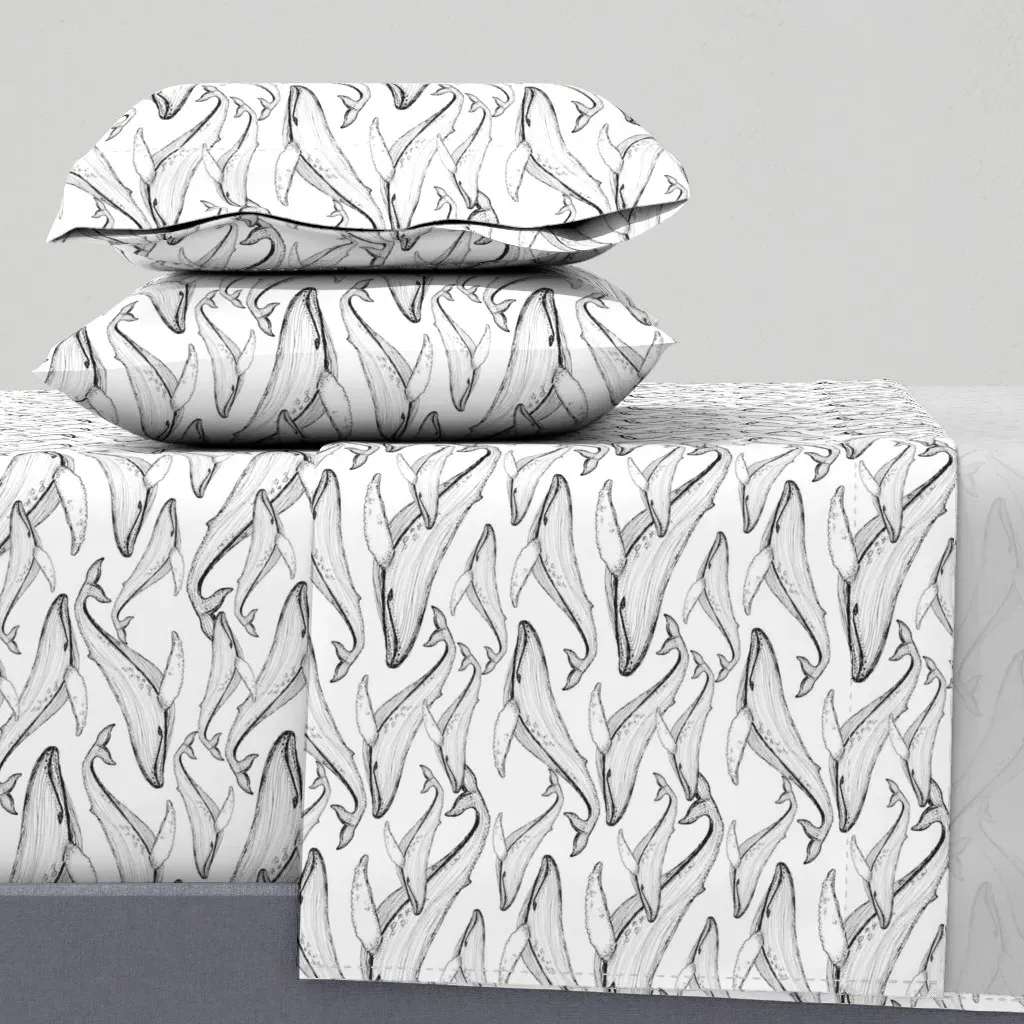 Whales Twin XL Sheet Set - Black product