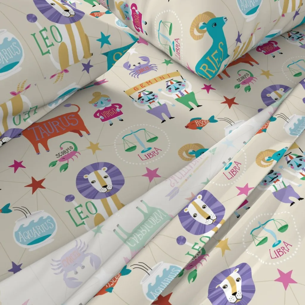 What's Your Sign Queen Size Sheet Set - Teal alternate view