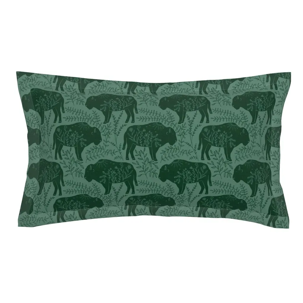 Where The Buffalo Roam 2.0 King Pillow Sham - Dark Green product