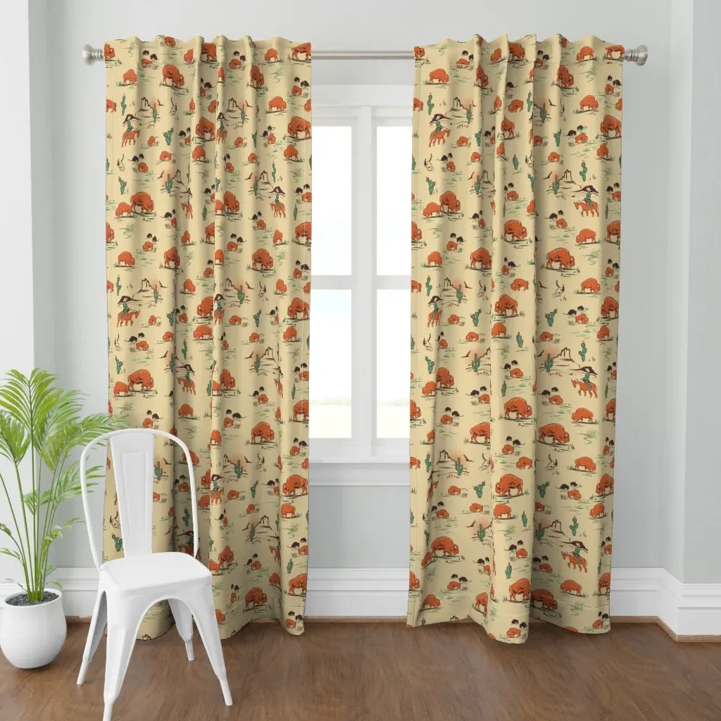 Where The Buffalo Roam Curtain Panel - Orange product