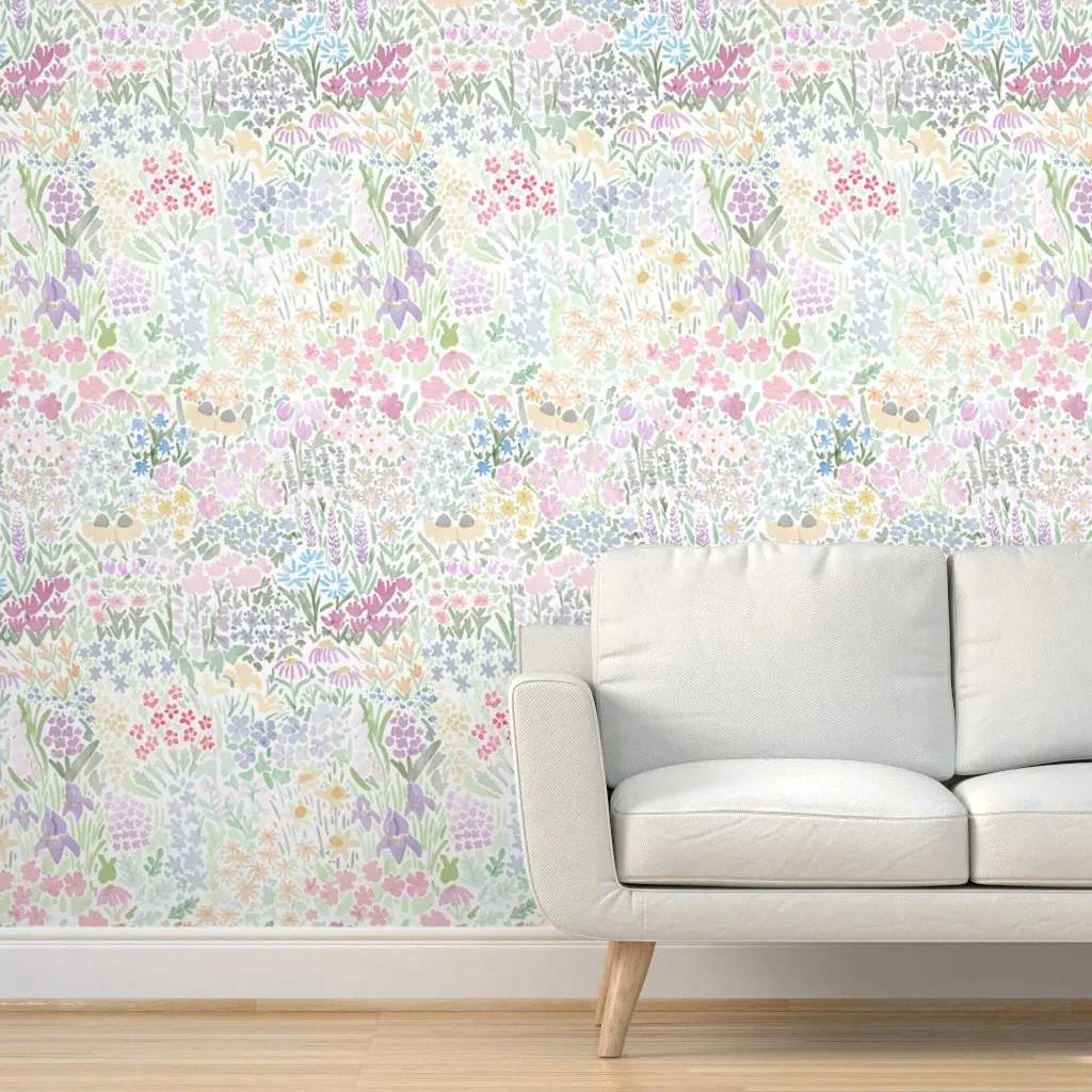 Where The Wildflowers Grow Peel and Stick Wallpaper - Lavender product