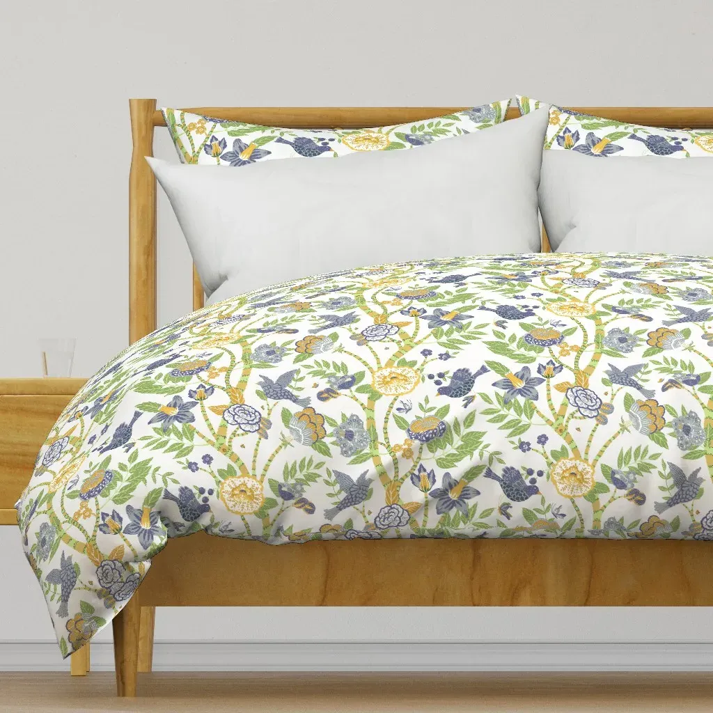 Whimsical Birds And Blossoms Duvet Cover - Blue product